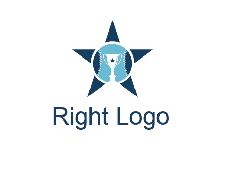 trophy or winning cup inside a baseball in a star logo