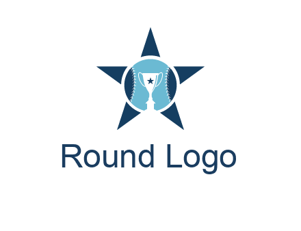 trophy or winning cup inside a baseball in a star logo
