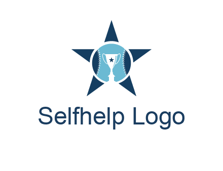 trophy or winning cup inside a baseball in a star logo