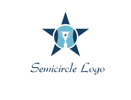 trophy or winning cup inside a baseball in a star logo