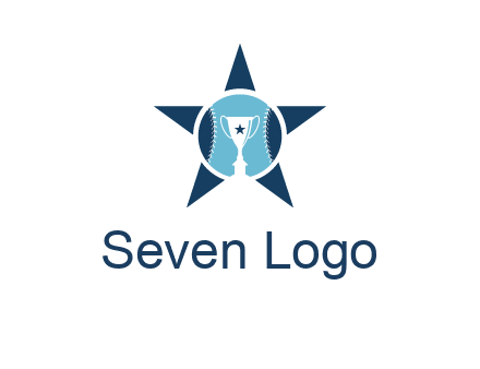 trophy or winning cup inside a baseball in a star logo