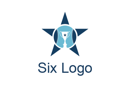 trophy or winning cup inside a baseball in a star logo