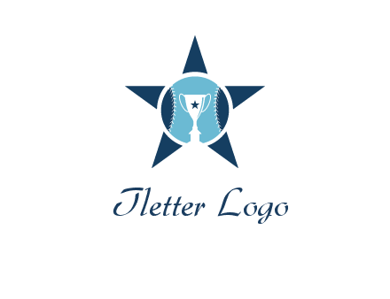 trophy or winning cup inside a baseball in a star logo