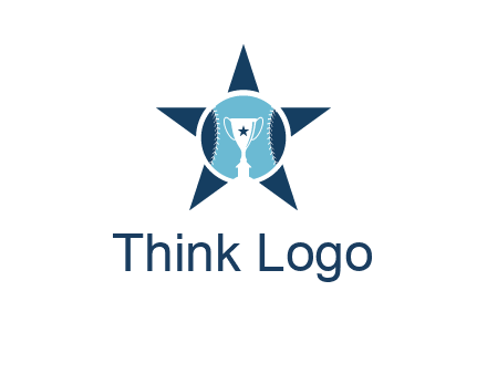 trophy or winning cup inside a baseball in a star logo