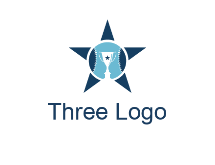 trophy or winning cup inside a baseball in a star logo