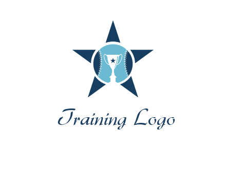 trophy or winning cup inside a baseball in a star logo