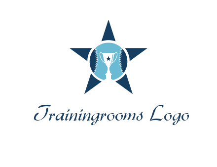 trophy or winning cup inside a baseball in a star logo