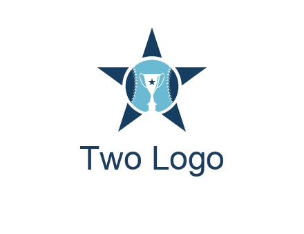 trophy or winning cup inside a baseball in a star logo