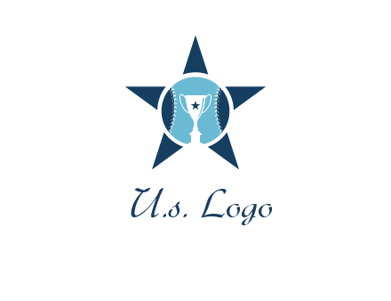 trophy or winning cup inside a baseball in a star logo