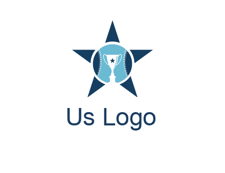 trophy or winning cup inside a baseball in a star logo