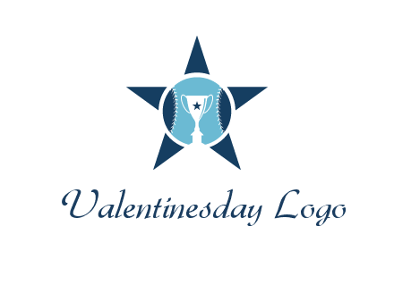 trophy or winning cup inside a baseball in a star logo