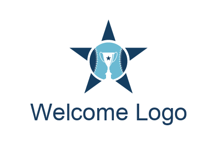 trophy or winning cup inside a baseball in a star logo