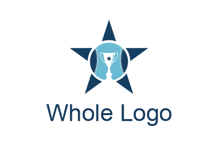 trophy or winning cup inside a baseball in a star logo
