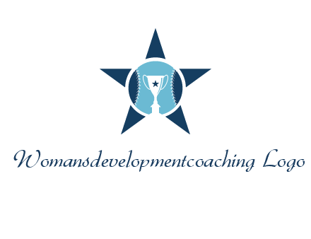 trophy or winning cup inside a baseball in a star logo
