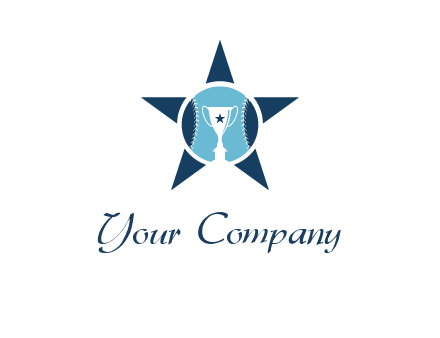 trophy or winning cup inside a baseball in a star logo