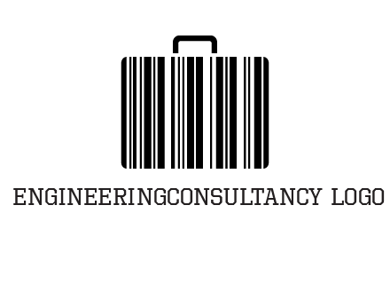 barcode lines forming a briefcase logo