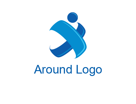 multiplication symbol or cross with a circle depicting a person icon