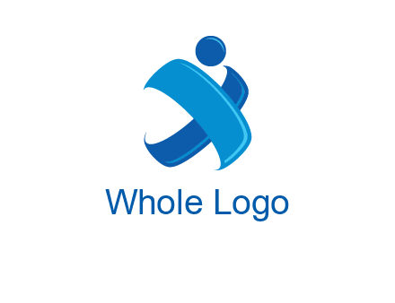 multiplication symbol or cross with a circle depicting a person icon