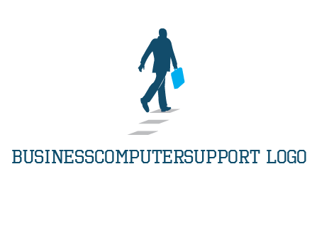 man walking on while carrying a briefcase logo