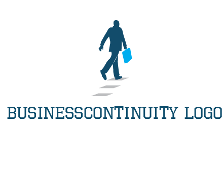 man walking on while carrying a briefcase logo