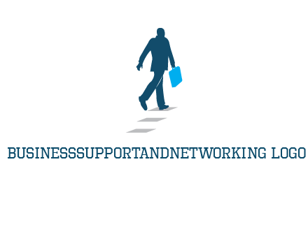 man walking on while carrying a briefcase logo