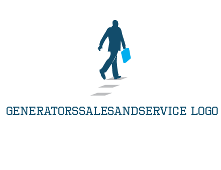 man walking on while carrying a briefcase logo