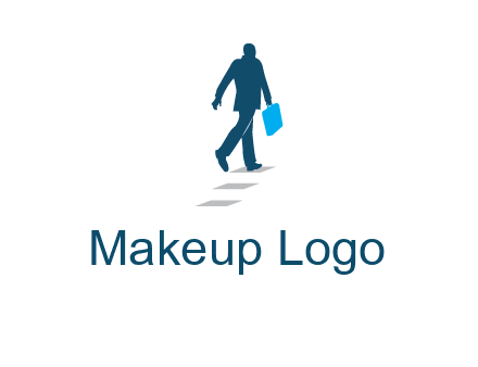 man walking on while carrying a briefcase logo