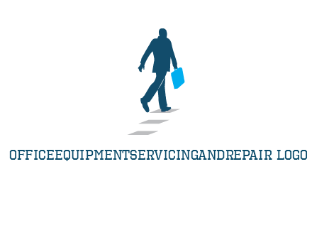 man walking on while carrying a briefcase logo