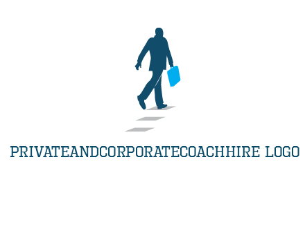 man walking on while carrying a briefcase logo