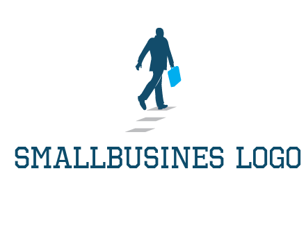 man walking on while carrying a briefcase logo