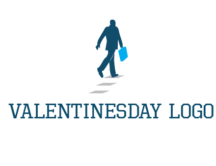 man walking on while carrying a briefcase logo