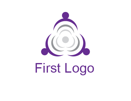 people icons in a triangle or circle with an exaggerated concentric inside
