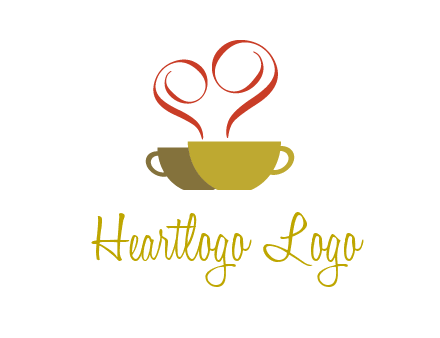 two cups of coffee with steam rising from it while forming a heart