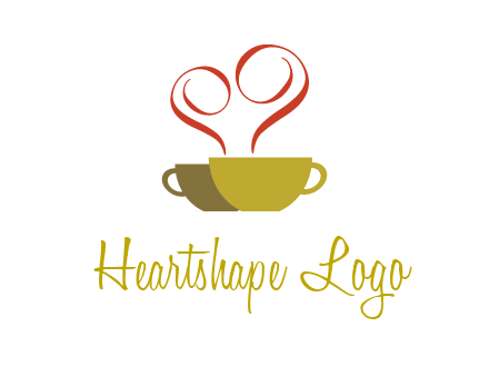 two cups of coffee with steam rising from it while forming a heart