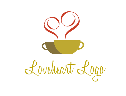 two cups of coffee with steam rising from it while forming a heart