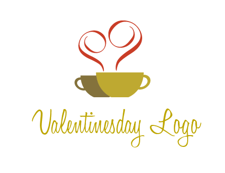 two cups of coffee with steam rising from it while forming a heart