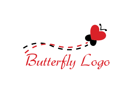 spreading love logo with a heart shaped butterfly flying