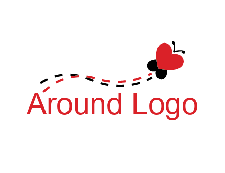 spreading love logo with a heart shaped butterfly flying