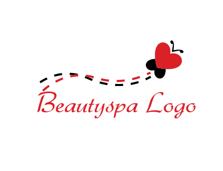 spreading love logo with a heart shaped butterfly flying