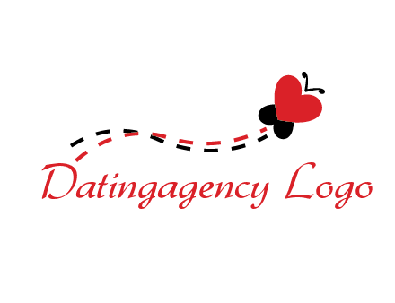 spreading love logo with a heart shaped butterfly flying