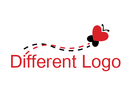 spreading love logo with a heart shaped butterfly flying