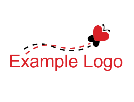 spreading love logo with a heart shaped butterfly flying