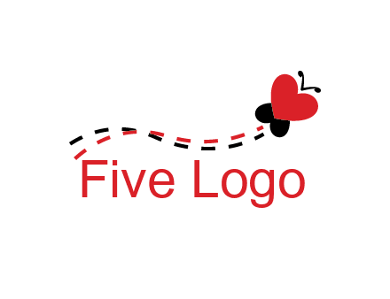 spreading love logo with a heart shaped butterfly flying