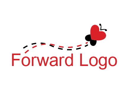 spreading love logo with a heart shaped butterfly flying