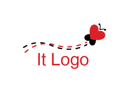 spreading love logo with a heart shaped butterfly flying
