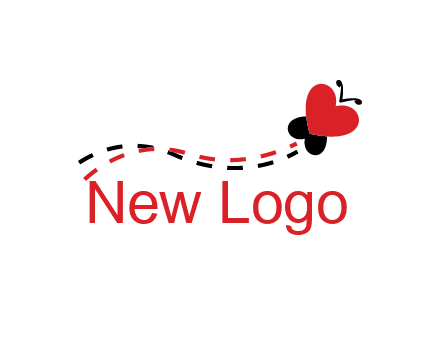 spreading love logo with a heart shaped butterfly flying