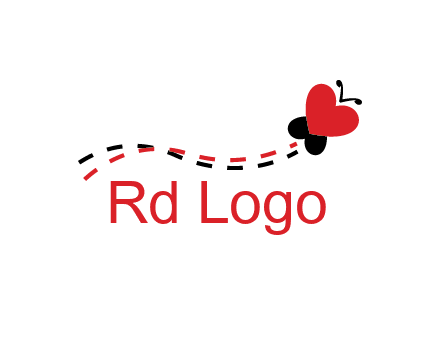 spreading love logo with a heart shaped butterfly flying
