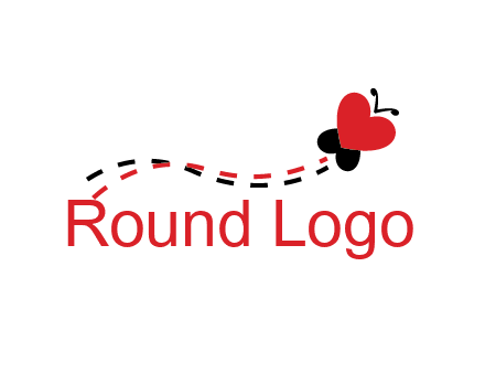 spreading love logo with a heart shaped butterfly flying