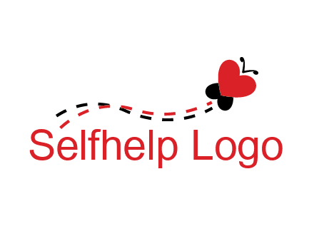 spreading love logo with a heart shaped butterfly flying