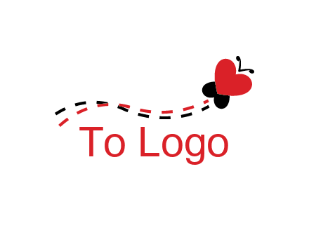 spreading love logo with a heart shaped butterfly flying